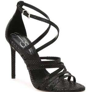 Jessica Simpson Black Strappy Heels Zelta Size 10